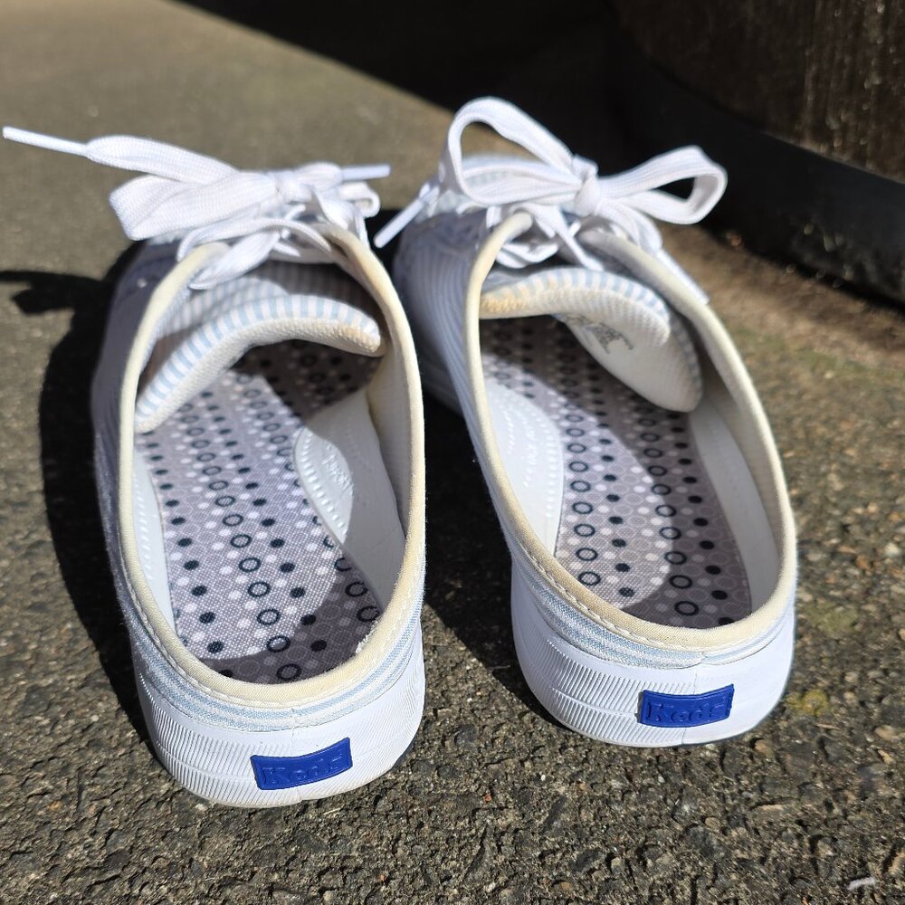 KEDS Women’s Mule Slip-on Canvas Blue and White Stripe Sneaker Round Toe Size 9 - Picture 2 of 4